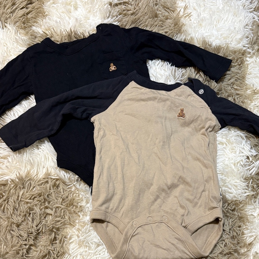 GAP Kids Long Sleeve Bodysuit Set - Black and Tan 🤎